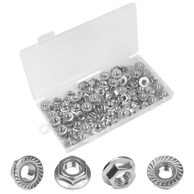 Yinpecly 100 Pcs M6 x 1mm Serrated Flange Hex Nuts, M6 Hexagon Flange Nuts,304 Stainless Steel, Metric Hex Lock Nuts, Locknuts Replacement Nut Full Thread for Industrial Construction Fasteners - Image 1